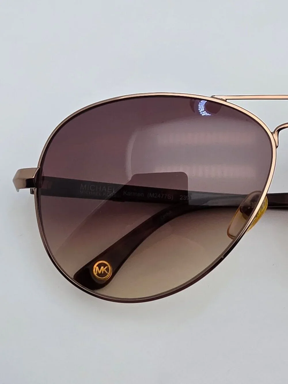 Michael Kors Karmen M2477S 239 Taupe Frame Brown Gradient Aviator Sunglasses